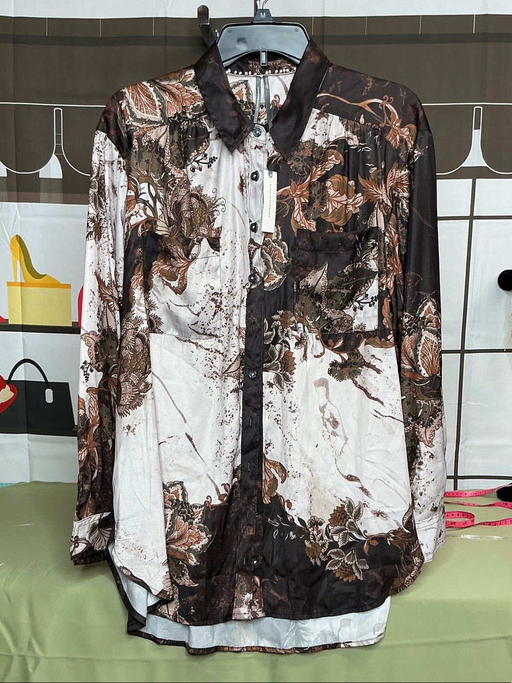 Anthropologie sz Large  Floral Button-Up Shirt Nwt Sz Large # 2359